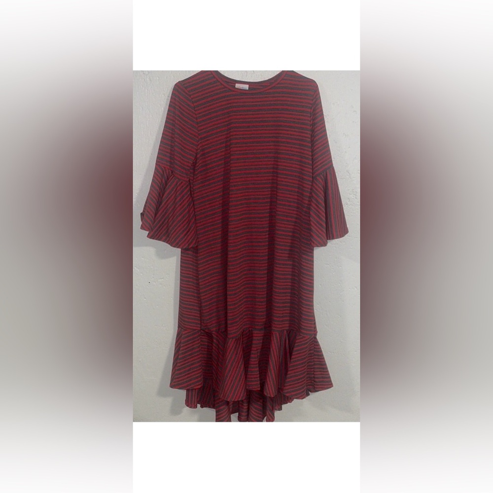 LuLaRoe Red and Black Striped Dress